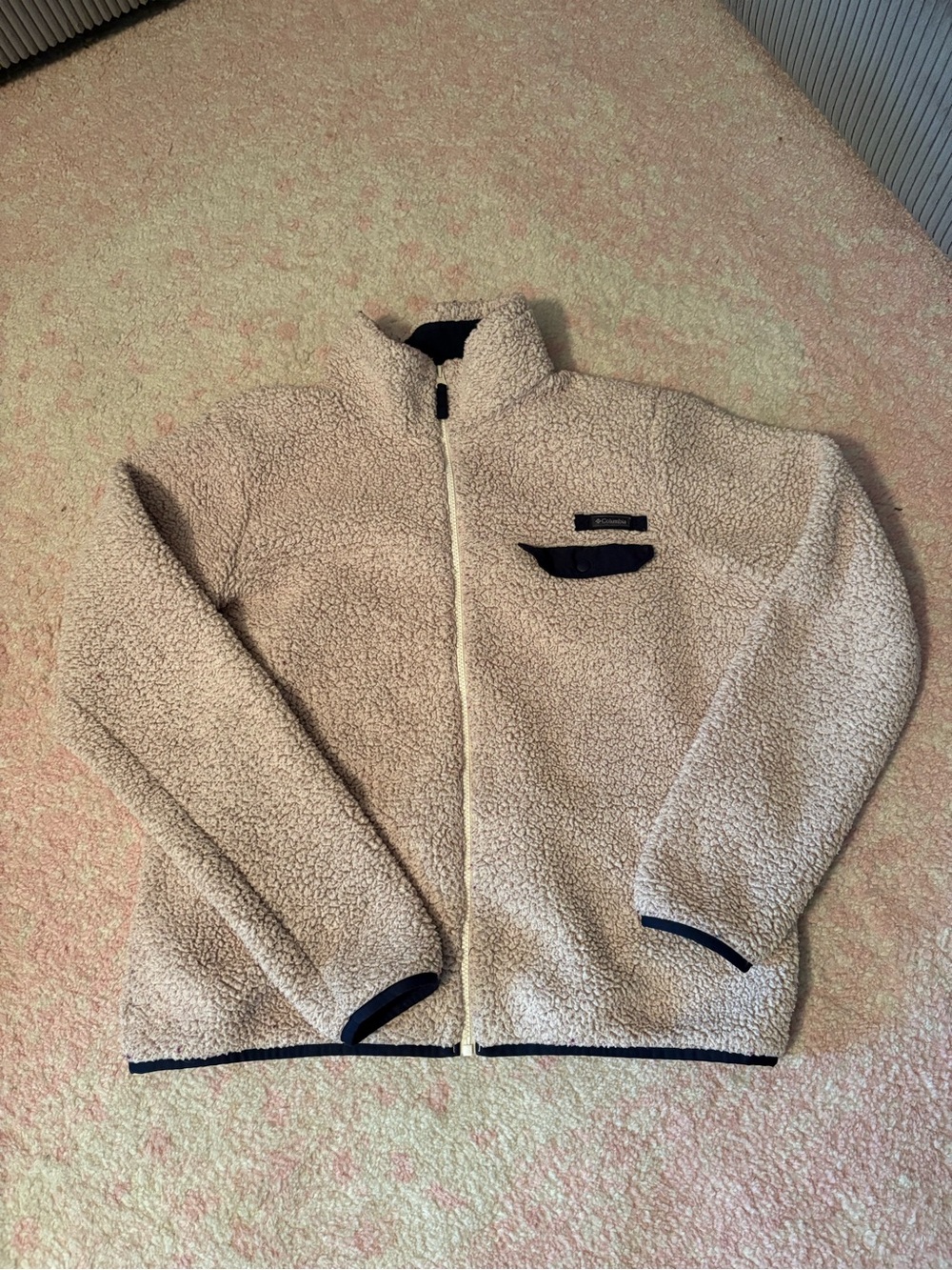 Columbia Sherpa Cozy Outerwear Jacket-Tan/Navy
